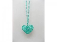 5X Chain Necklaces w/Green Heart Pendant Iron Art 5X Chain Necklaces w/Green Heart Pendant Iron Art