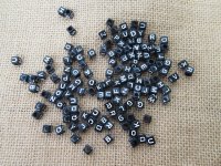 250Gram (Approx 1600Pcs) White Words on Black Alphabet Letter Be