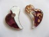 10X Golden Foil Glass Purple & White Heart Pendants 10X Golden Foil Glass Purple & White Heart Pendants