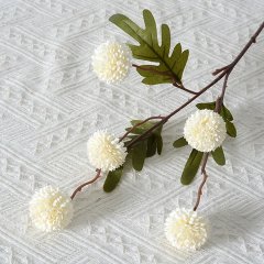 6Pcs 5-Headed Artificial White Chrysanthemum Flower Ball Wedding
