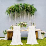 1Pc White Long Tutu Gauze Chair Cover Wedding Venue Banquet