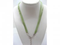 100 Green 2-stranded Ribbon Strings With Connector For Necklace