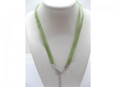 100 Green 2-stranded Ribbon Strings With Connector For Necklace 100 Green 2-stranded Ribbon Strings With Connector For Necklace