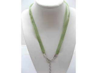 100 Green 2-stranded Ribbon Strings With Connector For Necklace
