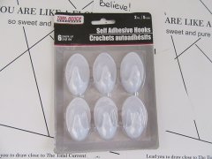 24Sheets x 6Pcs Self Adhesive Hook Stick On Wall Door
