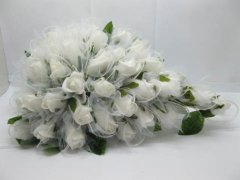 1X Artificial White Rose Wedding Bridal Teardrop Bouquet 1X Artificial White Rose Wedding Bridal Teardrop Bouquet