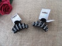 12Pcs Black Plastic Hair Clips Claw Hairclip with Rhinestone