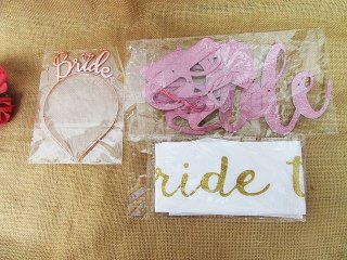 3Sets Bridal Kit Head Piece Veil Sash Anniversary Bridal Shower