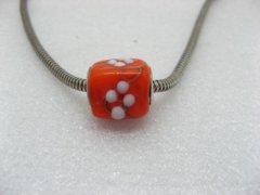 50 Orange Murano Flower Cubic Glass European Beads be-g279 50 Orange Murano Flower Cubic Glass European Beads be-g279