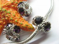 20 Thread European Beads with Dark Purple Rhinestone