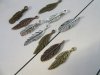 200Pcs Alloy Metal Feather Shape Beads Charms Pendants Assorted