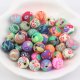 200 Polymer Clay Floral Round Beads 10mm Mixed Colour