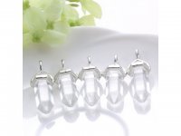 10X Rock Crystal Pendant Hexagon Prism Beads Charms for Necklace