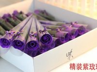 60Pcs Purple Bath Artificial Rose Soap Flower Mother's Day Valen