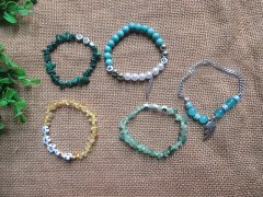 6Pcs New Various Elastic Stone Bracelet with Beads 6Pcs New Various Elastic Stone Bracelet with Beads