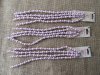 6Sheets X 4Strands Pink Round Glass Pearl Beads 6/8mm
