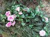 1Pc Hanging Pink Rose and Ivy Leaves Garland Arch Home Decoratio