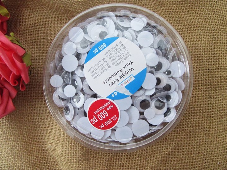 600Pcs Joggle Eyes/Movable Eyes for Crafts Various Size - Click Image to Close