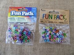 (image for) 12Packets x 85Pcs Colorful Cube Alphabet Letter Beads 6x6mm