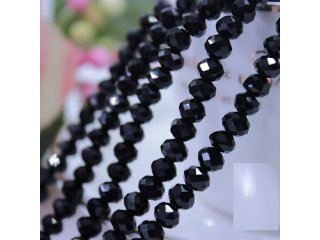 10Strand x 69Pcs Black Rondelle Faceted Crystal Beads 8mm