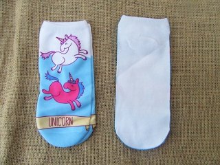 (image for) 12Pairs 3D Unicorn Etc Print Low Cut Cotton Ankle Socks Hosiery