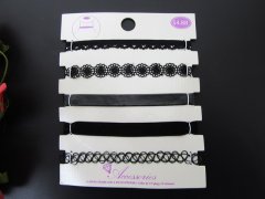 (image for) 12Sheets x 5Pcs Punk Gothic Style Choker Necklace Lace Necklace 