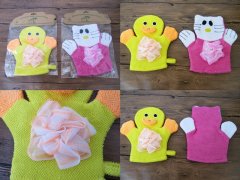 (image for) 12Pcs Cartoon Animal Soft Bath Brush Gloves Bath Towel For Kids