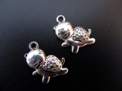 (image for) 50 Silver Plated Metal Turtle Beads Pendants 24x16mm