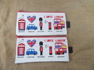 10Pcs Pencil Case Pouch I Love London Note Pencil Case Canvas