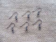 (image for) 12Packs x 100Pcs Gunblack Color Ear Wire Hooks w/Bead Coil