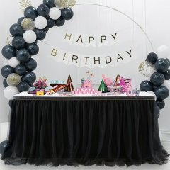 (image for) 1Pc Gauze Tutu Skirt Table Cover Rectangular Protector Cover Black 4.23m/14FT Long