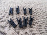 6Pkts X 20Pcs Black Wooden Pegs Office Craft Card Photo DIY Peg/