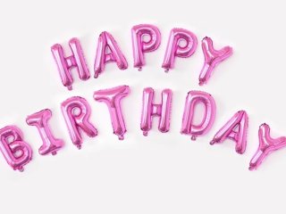 (image for) 1Set Pink Happy Birthday Letters Foil Balloon Set Party Favor