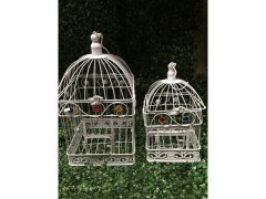 (image for) 1Set 2in1 Square Luxury Hanging Bird Cage W/Rhinestone