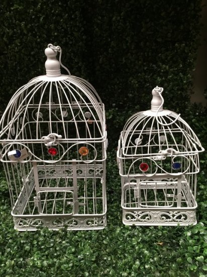 1Set 2in1 Square Luxury Hanging Bird Cage W/Rhinestone - Click Image to Close