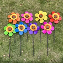(image for) 6Pcs Eye Catching Sunflower Windmills Wind Spinner Garden Decor