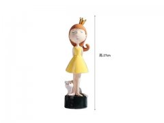 1Pc Charming Girl w/Cat Sculpture Figurine Ornament