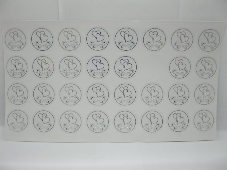 500X Silver Heart Envelope Sticker Seals for Wedding Invitations - Click Image to Close