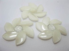 20Pcs Pearl White Flower Hairclip Jewelry Finding Beads 6cm