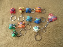 (image for) 12Pcs Handmade Polymer Clay Tortoise Etc Key Ring Keyrings