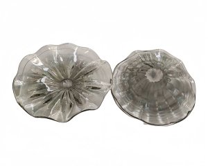 2Pcs Vintage Grey Art Handmade Decorative Glass Dish (image for) 2Pcs Vintage Grey Art Handmade Decorative Glass Dish