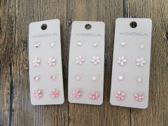 (image for) 6Sheets X 4Pairs New Lady's Elegant Earring Studs Assorted