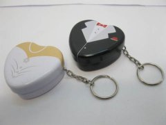 (image for) 48 Tin Bridegroom & Bridal Heart Key Ring Wedding Favor Wholesal