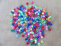 4Packs x 90g Plastic Barrel Pony Beads 6x9mm Mixed Color