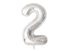 (image for) 6X Silver Numbers 2 Air-Filled Foil Balloons Party Wedding Decor