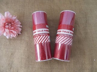 (image for) 1Roll x 10M RED Glitter Tulle Wedding Gift Bow Bridal Decoration
