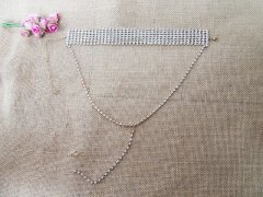 6Pcs Multi Strand Rhinestone Necklace Jewellery Wide Necklace Ch 6Pcs Multi Strand Rhinestone Necklace Jewellery Wide Necklace Ch