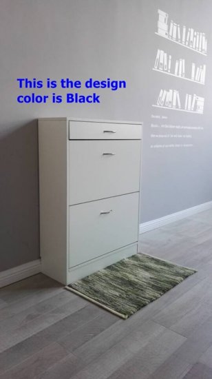 1X Black Shoe Cabinet Rack Storage Organiser 12prs 2 drawer + 1 - Click Image to Close