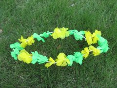 (image for) 48 Pieces Yellow & Green Hawaiian Dress Party Flower Leis/Lei 47cm