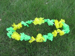 (image for) 48 Pieces Yellow & Green Hawaiian Dress Party Flower Leis/Lei 47cm